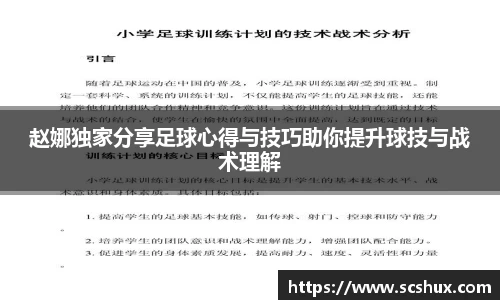 赵娜独家分享足球心得与技巧助你提升球技与战术理解